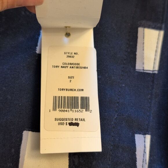 NWT Tory Burch Jacket Navy Blue And White Size 2 - Picture 3 of 13